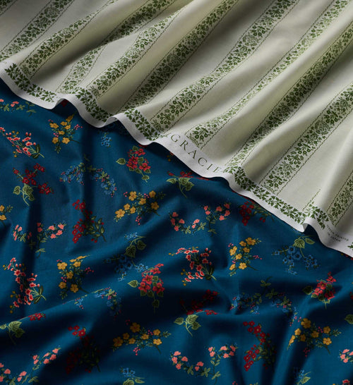 Amelia Cotton Fabric - Sapphire