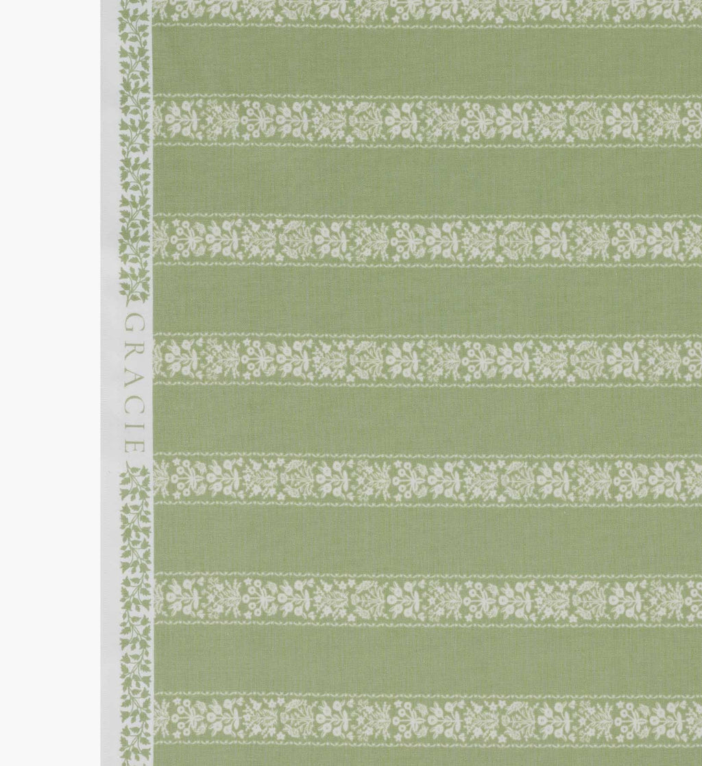 Estee Stripe Cotton Fabric - Sage