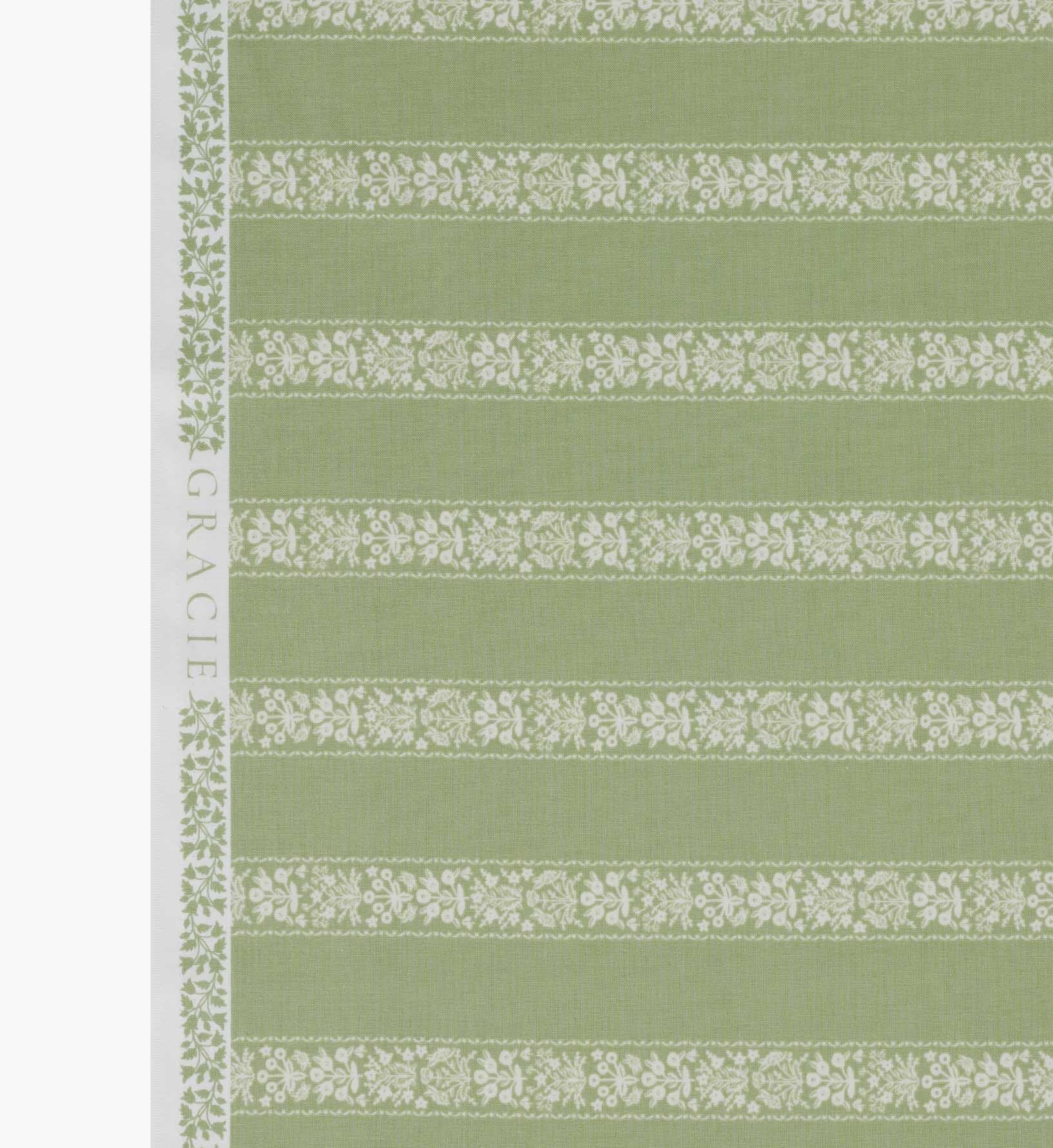 Estee Stripe Cotton Fabric - Sage